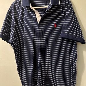 U.S. Polo Assn. Navy Blue and White Striped Polo XL